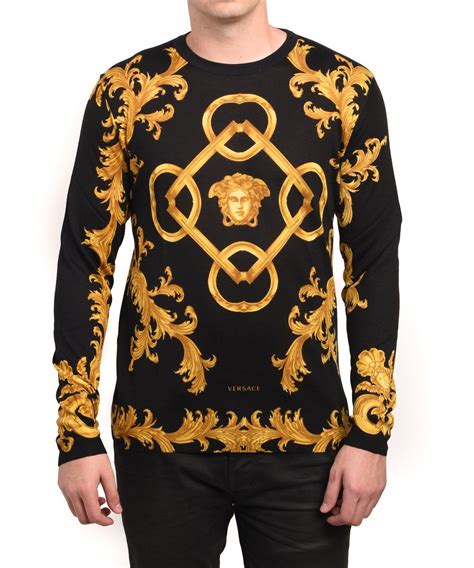 black and gold versace medusa sweater|farfetch versace sweaters.